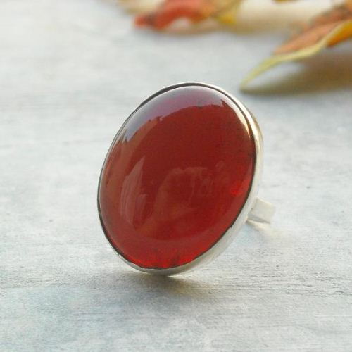 Sterling silver carnelian ring, Carnelian silver ring jewelry