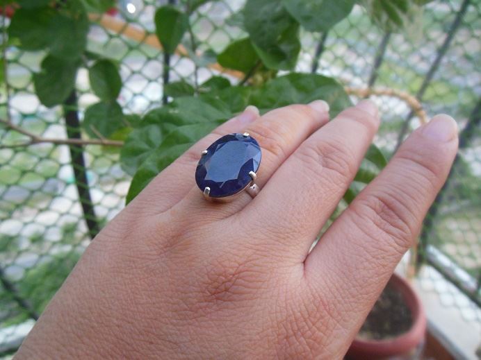 Precious blue sapphire silver ring - September birthstone gift ideas