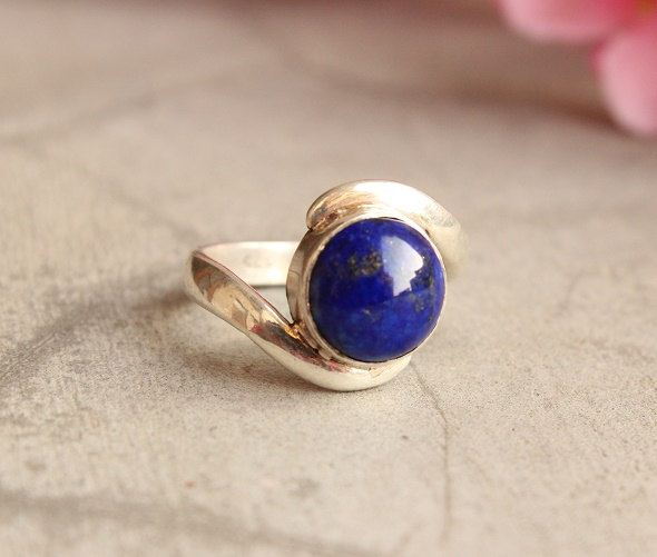 Promise ring - Lapis Lazuli ring - Blue ring - Artisan Silver ring