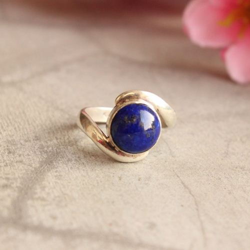 Promise ring - Lapis Lazuli ring - Blue ring - Artisan Silver ring