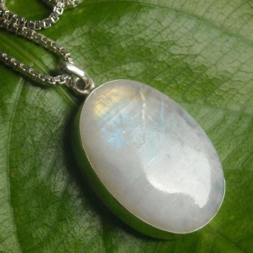 Rainbow Moonstone Pendant Necklace Large