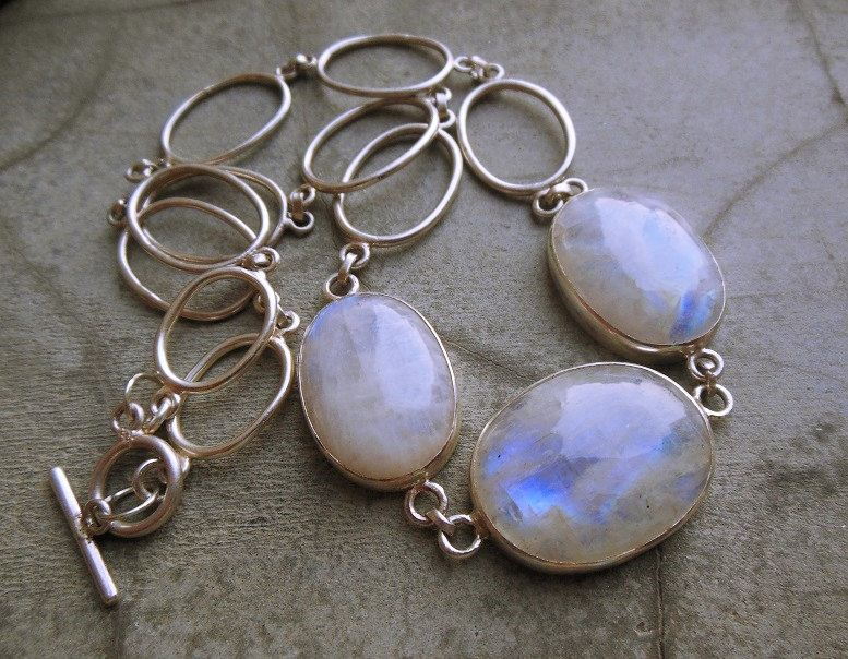 Rainbow moonstone statement necklace