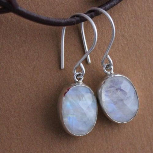 Rainbow moonstone earrings Sterling silver