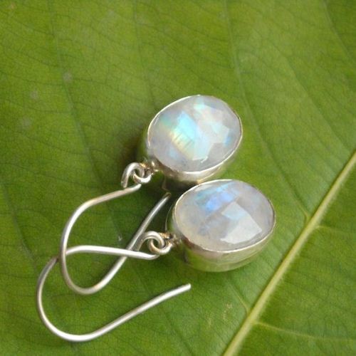 Rainbow moonstone earrings - Sterling silver dangle earrings