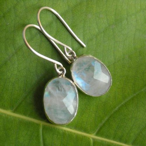 Rainbow moonstone earrings - Sterling silver dangle earrings