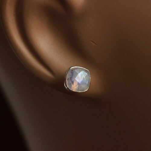 Rainbow moonstone earrings, Stud earrings, Moonstone silver studs