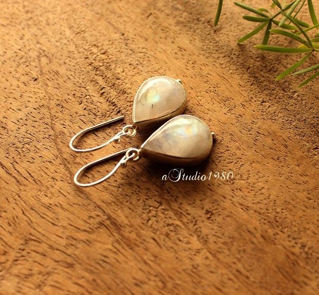 Rainbow moonstone earrings sterling silver