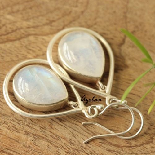 Rainbow moonstone pendant necklace earring,Silver pendant set