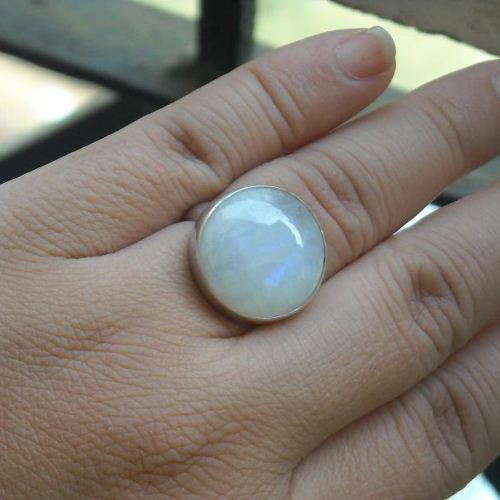 Rainbow moonstone wedding ring Round