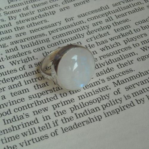 Rainbow moonstone wedding ring, Round moonstone silver gift