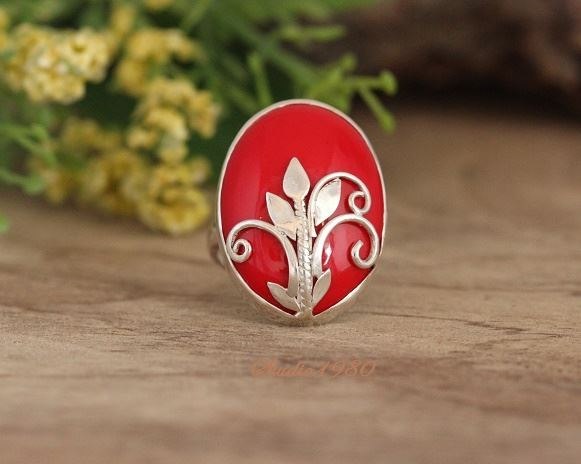 Handmade sterling silver red coral