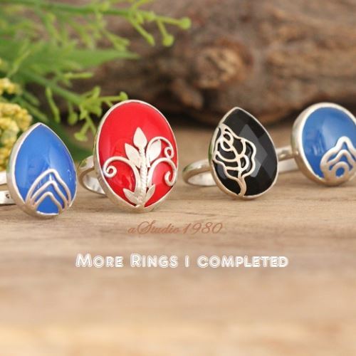 Handmade sterling silver red coral ring, Artisan sterling silver rings