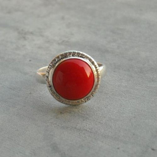 Red Coral Ring, Ethnic ring, Silver artisan jewelry