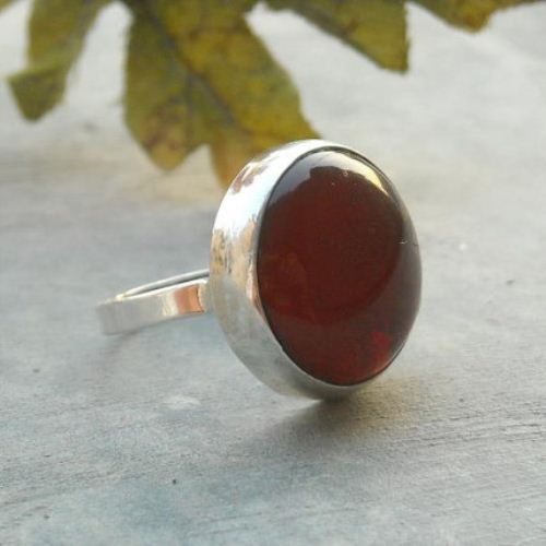 Red carnelian ring Sterling carnelian