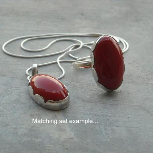 Red coral pendant chain, Artisan silver jewelry, Handmade unique