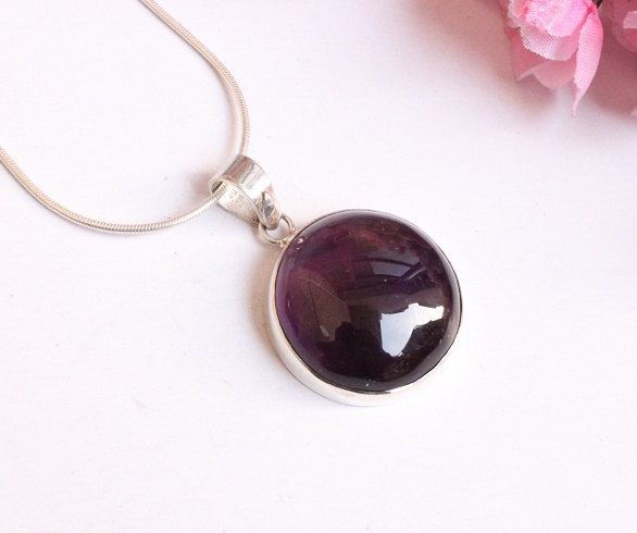 Round Amethyst Pendant February Birthstone