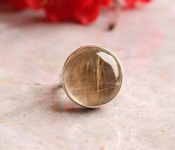 Rutil Quartz ring round ring