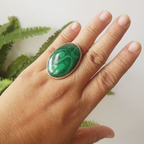 Silver Malachite Ring, Artisan jewelry rings, Silver ring