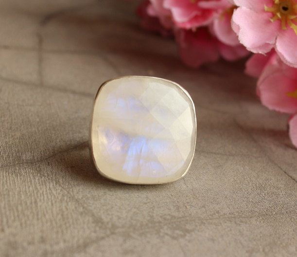 Statement Moonstone ring Cushion ring