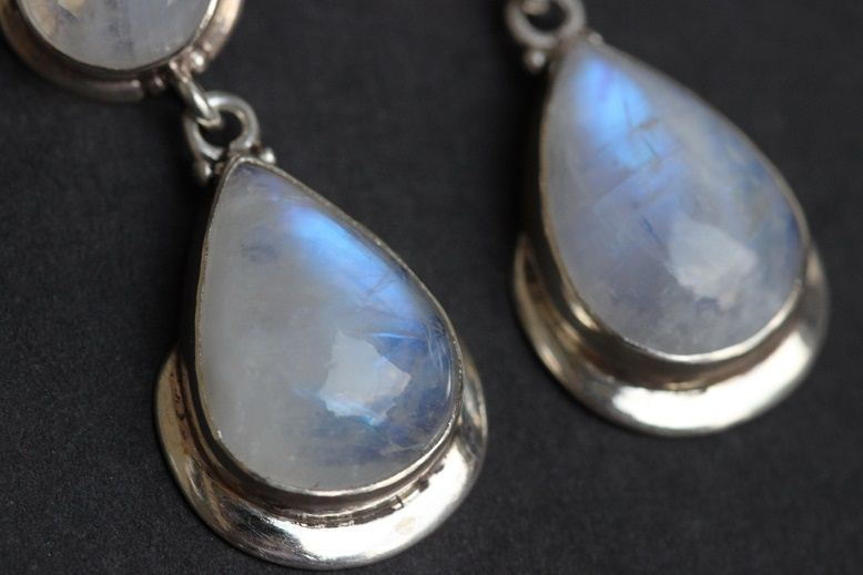Sterling Silver Rainbow moonstone earrings