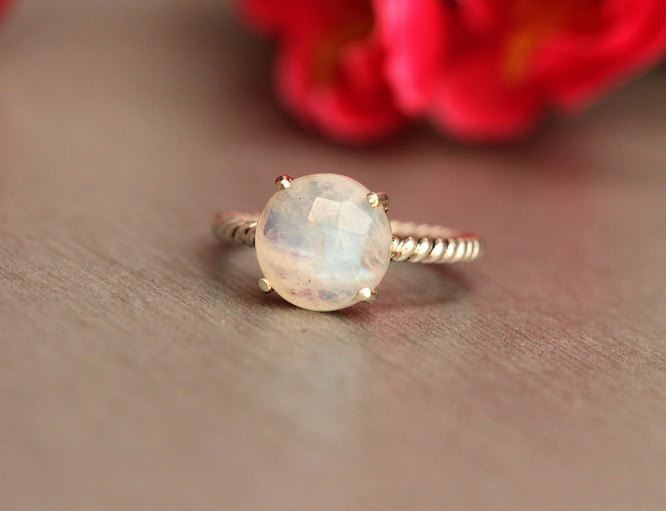 Sterling silver Rainbow Moonstone ring