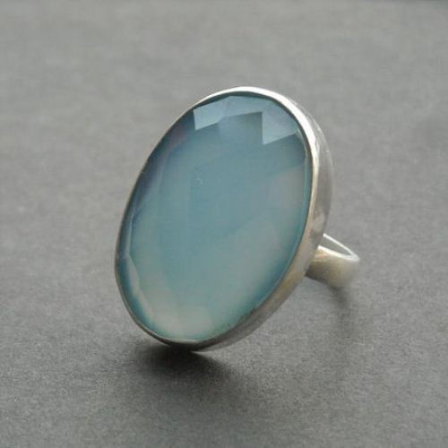 Sterling silver blue chalcedony ring