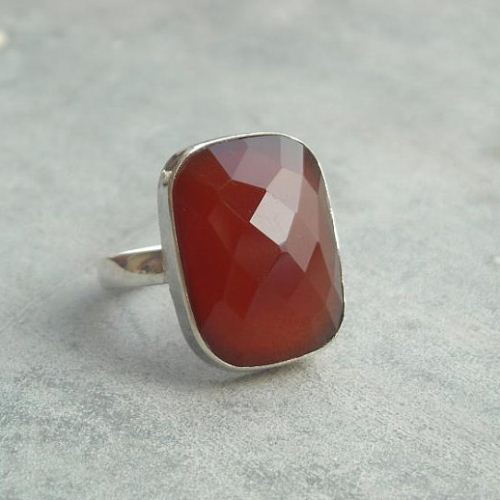 Sterling silver carnelian ring red