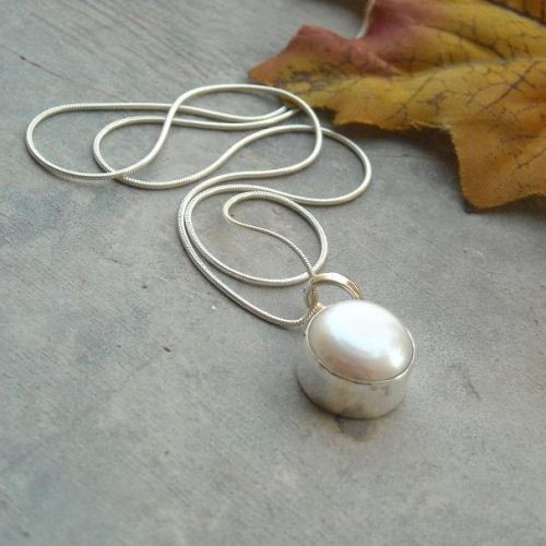 Sterling silver pearl necklace pendant chain - bridal classic 12mm