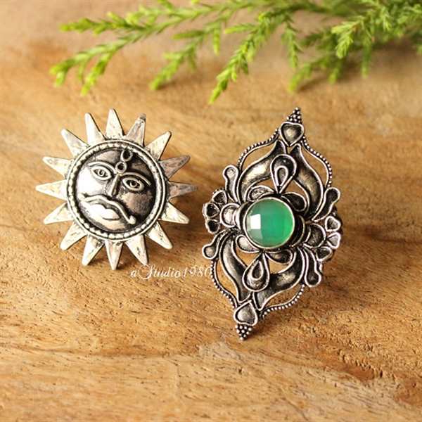 Sun Ring - Surya ring - Statement silver ring - Celestial ring - 