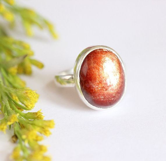Sunstone Silver Ring, Handcrafted Sunstone Sterling Silver Jewelry