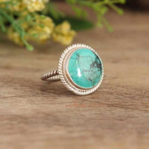 Statement handmade silver turquoise rings, Unique turquoise jewelry