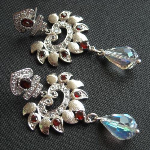 Victorian style garnet bridal earrings