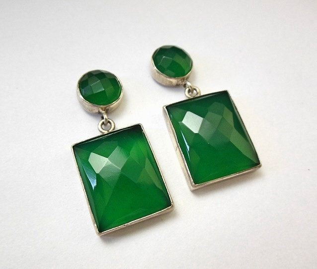 statement earrings Faceted earrings Green